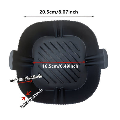 1/2piezas Olla De Silicona Para Freidora De Aire Cuadrada Reutilizable Para Freidora De Aire Forros Para Horno Bandeja De Horneado Accesorios Para Freidora De Aire De Cocina En Casa 19,48 Cm X 16,48 Cm X 4,98 Cm