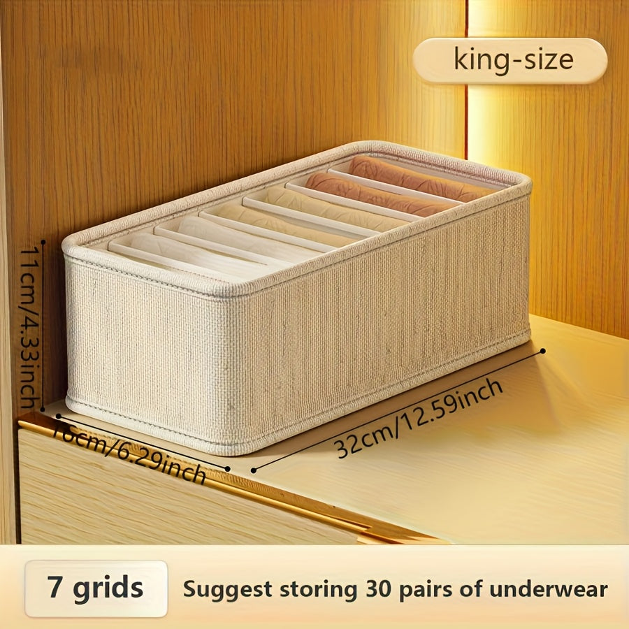 1 caja de almacenamiento plegable de tela con tapa - Organizador de cajones para ropa interior, calcetines y accesorios - Diseño de múltiples compartimentos para armario, dormitorio o escritorio, organizador de ropa, almacenamiento