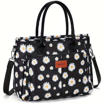 Bandolera de almuerzo para mujer, nevera portátil con bolsillos laterales y correas desmontables, bolso térmico grande para trabajo o picnic, sin contacto con alimentos
