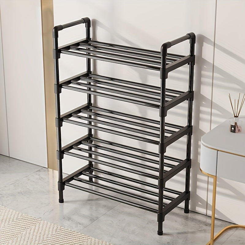 1 Pieza, Estante Para Zapatos De Varias Capas, Armario Para Guardar Zapatillas, Zapatero De Pie Con Una Fila, Torre Armable Para Calzado De Metal, Organizador De Zapatos Color Oscuro, Apto Para Porche, Armario, Dormitorio, Pasillo, Terraza