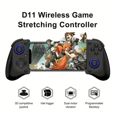 Controlador de juego móvil MAGIC BLOCK con joystick de efecto de campo, juego de palanca inalámbrica multiplataforma para inalámbrico 5.2, diseño ergonómico, prevención de tendinitis Turbo/Macro, palanca de juego telescópica de vibración dual (negro/blan