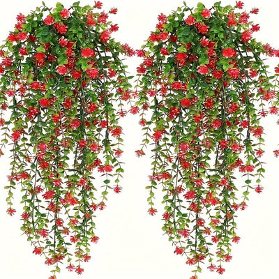 Conjunto de 4, plantas de seguimiento sintéticas diseñadas para imitar hojas de eucalipto, adecuadas para uso al aire libre, resistentes a la radiación UV, ideales para decorar escenas, habitaciones y hogares.