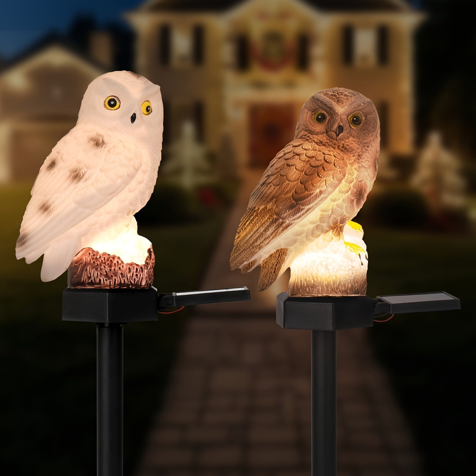 1 Lámpara LED Solar, Lámpara de Tronco de Jardín de Búho - Diseño Realista, Adecuada para Villas, Jardines, Parques y Corredores Iluminación de Paisajes Exteriores Automática, Material de Resina de Alta Calidad, Instalación Fácil