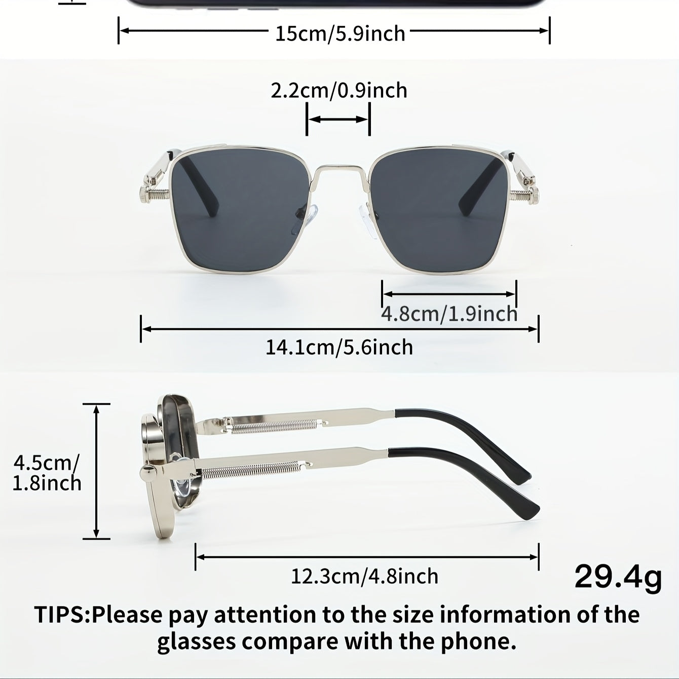 Gafas de moda cuadradas retro steampunk con marco de metal para hombres y mujeres, ideales para eventos, fiestas y festivales