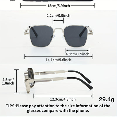 Gafas de moda cuadradas retro steampunk con marco de metal para hombres y mujeres, ideales para eventos, fiestas y festivales