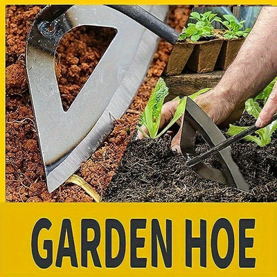 Azada Hueca de Acero Premium Templado - Rastrillo Manual Resistente al Óxido con Mango Ergonómico para Eliminación Eficiente de Malezas en Huertos y Macizos, Herramienta de Jardinería Duradera para el Hogar, Diseño Robusto y Agarradero Cómodo