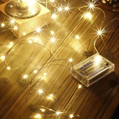 1pc Luces de Hada LED de Brillo Cálido - 30/50/100/200 LEDs, Funcionan con Pilas (No Incluidas), Cable de Cobre Flexible, Guirnalda de Iluminación en Forma de Corazón para Exteriores e Interiores para Navidad, Bodas, Fiestas, Ambiente de Dormitorio, Luce