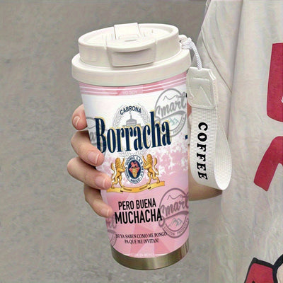 Taza térmica de acero inoxidable de 18 oz (1 pieza) con tapa, doble pared al vacío, antiderrames, con asa, ideal para viajes, reutilizable, regalo perfecto para el Día de la Madre, Día del Padre, graduación y todas las estaciones