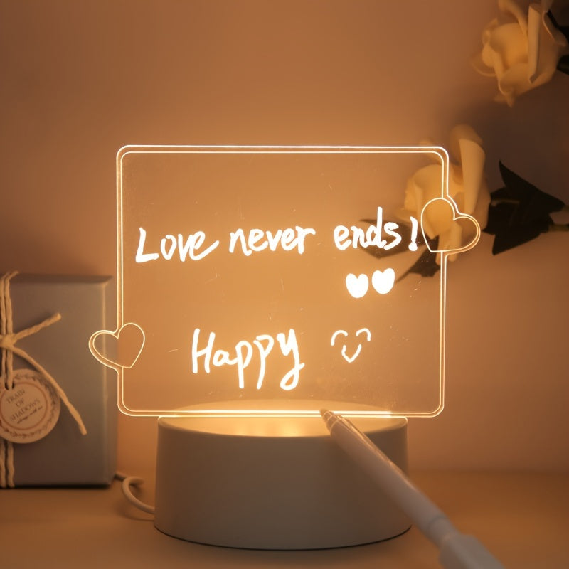 Lámpara nocturna 3D con forma de corazón, alimentada por USB, incluye pluma - Ideal para decoración de dormitorio, sala de estar u oficina