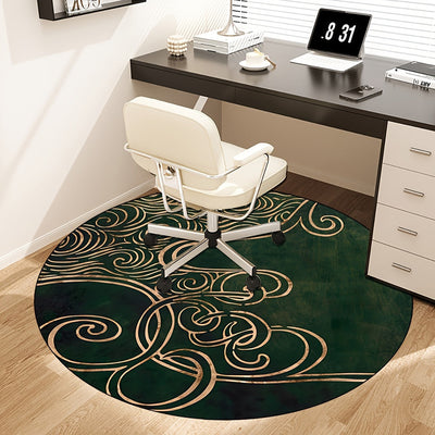 Alfombra redonda de lujo verde oscuro, diseño de líneas simples, poliéster resistente a las manchas, para sala de estar, dormitorio, decoración de silla de oficina, lavable a máquina, decoración de dormitorio de entrada
