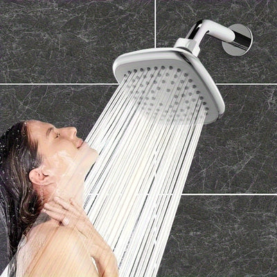 Cabeza de ducha de vidrio de 4 pulgadas con experiencia de lluvia - Diseño rectangular montado en la pared, acabado pintado, para un baño moderno, alta presión y ahorro de agua, plástico duradero, no requiere electricidad, accesorios de ducha, cabeza de