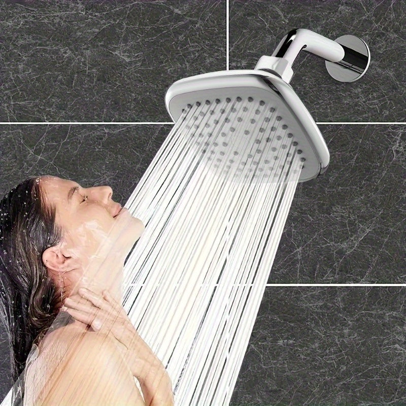 Cabeza de ducha de vidrio de 4 pulgadas con experiencia de lluvia - Diseño rectangular montado en la pared, acabado pintado, para un baño moderno, alta presión y ahorro de agua, plástico duradero, no requiere electricidad, accesorios de ducha, cabeza de