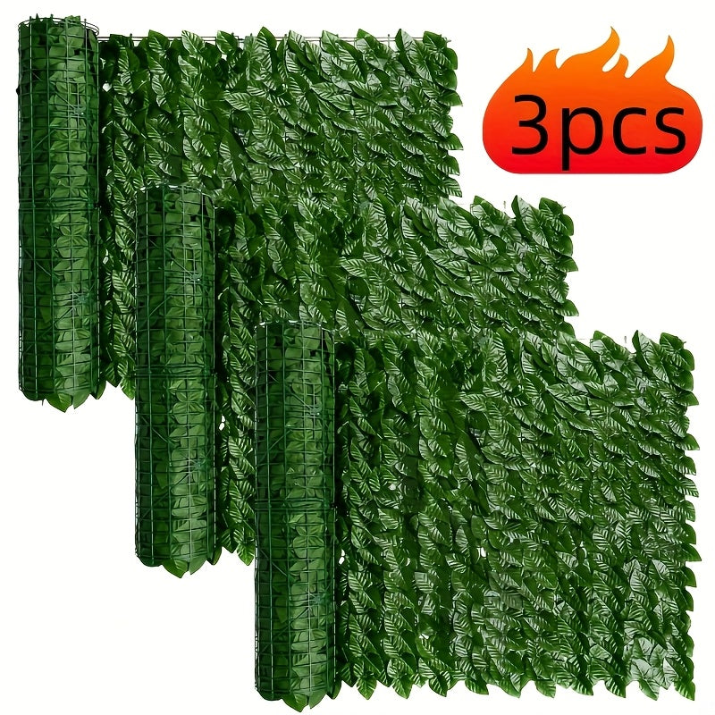3 paneles de hiedra artificial realista, 299.72 cm x 50.04 cm, resistente a los rayos UV y al desgaste, ideal para decoración interior y exterior en patios, balcones, jardines o áreas exteriores