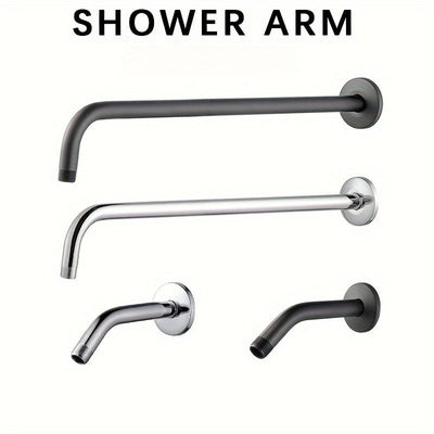1pc Brazo de Ducha de Acero Inoxidable, Montado en la Pared, Se Conecta a la Cabezal de Ducha Fijo, Acabado Pulido, Accesorio Redondo para Baño