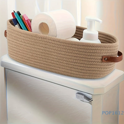 Canasta de Almacenamiento Tejida Nórdica - Organizador de Tela Blanca para Baño, Encimera y Escritorio - Decoración Rústica con Asas Resistentes, Cesta Multiusos Duradera para Cosméticos, Llaves y Objetos Varios