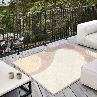 Alfombra de Terciopelo/853g/m² para Jardín, Sala de Juegos o Interior - Diseño Antideslizante y Ultra Suave en Crema Francesa, Lavable a Máquina, Ligera y Duradera, Decoración Contemporánea para Exteriores e Interiores, Accesorio para Mobiliario de Patio