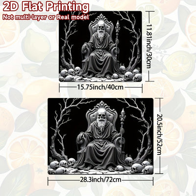 1pc Protector de Cocina Esqueleto de Halloween - Alfombrilla Gótica para Placas de Gas/Inducción, Lavadoras y Secadoras, Decoración Espeluznante para Fiestas de Halloween y Hogar Todo el Año, Diseño Plano 2D, Fácil de Limpiar, Estética Macabra, y Blanco