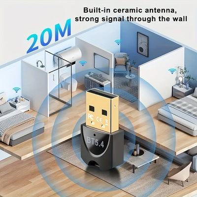 Adaptador de Red Inalámbrica USB con WiFi Plug and Play, Doble - Dorado - Compatible con Windows 11/10/8.1, para PC, Portátil, Altavoces, Auriculares, Teclado, Ratón - Sin Necesidad de Fuente Externa, Transferencia Rápida, Estilo Elegante, Construcción D