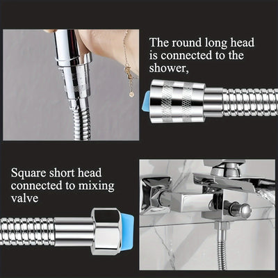 1,2/1,5/2/3 metros de tubería reforzada, 1 pieza de manguera de ducha de acero inoxidable 304, universal para manguera de calentador de agua de baño, 1,2/1,5/2/3 metros de cabeza de ducha con tubería reforzada y pruebas de explosión.