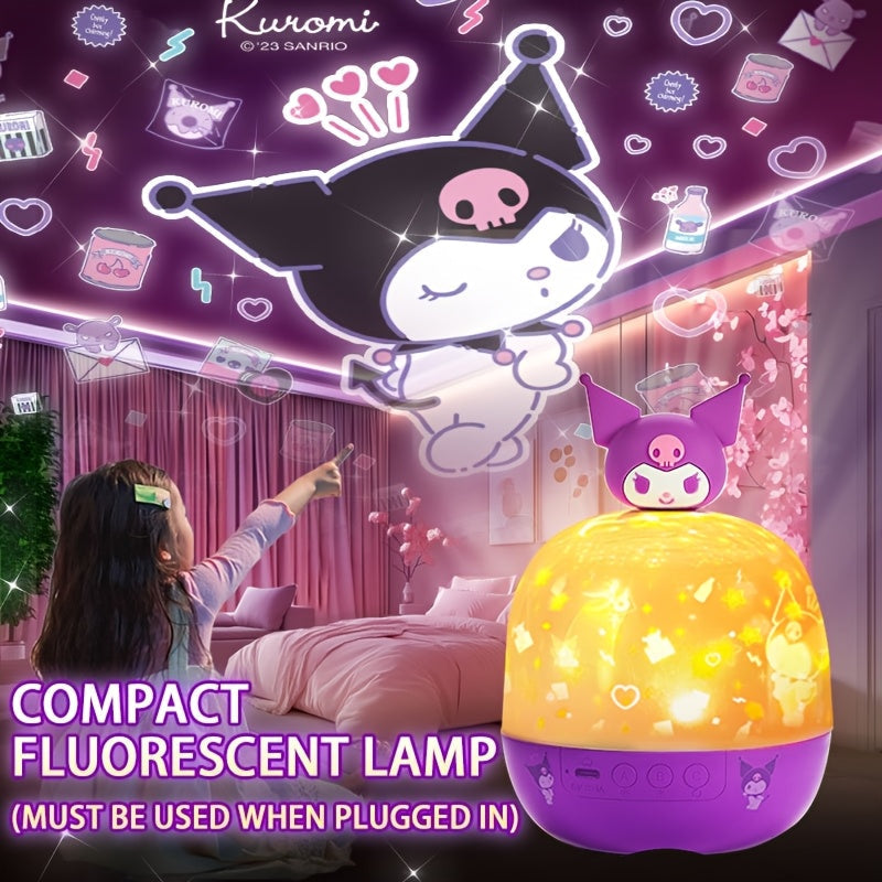 Proyector de Luz Nocturna Giratorio 360° de Sanrio Kuromi & Cinnamoroll - Luces LED Ajustables de 3 Colores, 12 Patrones de Diapositivas, Alimentado por USB, Regalo de Navidad, Luz Decorativa para Habitación, Proyector de Cielo Estrellado Luz Decorativa