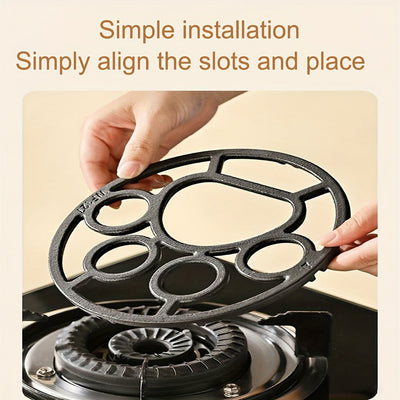 Soporte de olla de hierro fundido para gato con 7,44 pulgadas (18,49 cm), accesorio de soporte de olla para estufa de gas de hierro fundido, soporte de olla universal para cuatro a cinco garras