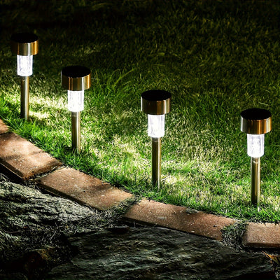 10 piezas de luces solares para exteriores para jardín, luces de sombra, luces LED de acero inoxidable, luces solares de jardín, luces de patio, para camino, patio, césped, pasarela, terraza y entrada, regalo de Navidad.