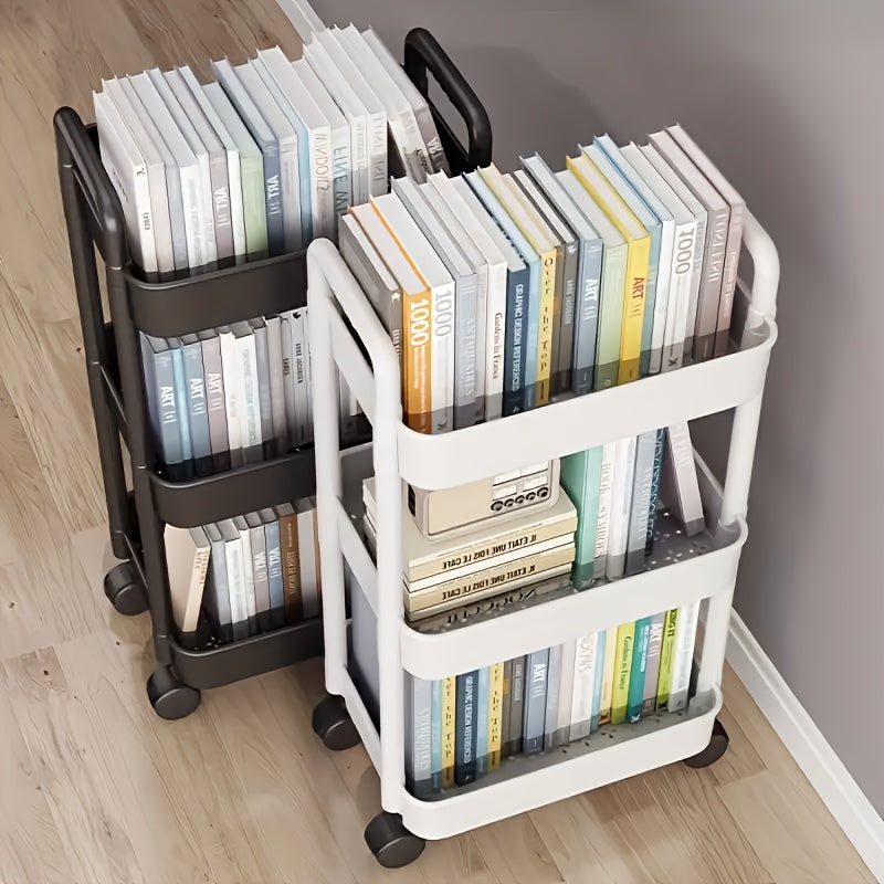 Carro de almacenamiento de 3 niveles con mecanismo de deslizamiento, plástico duradero, blanco - Ideal para la organización de la cocina, dormitorio y sala de estar, regalo perfecto para San Valentín y Ramadán, versátil para todas las estaciones, estante