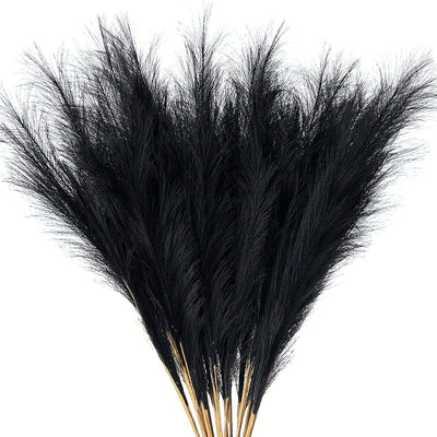 16 piezas de hierba de las pampas artificial, ramo negro esponjoso de 55.12 cm, decoración bohemia para el hogar, bodas, fiestas y arreglos en florero