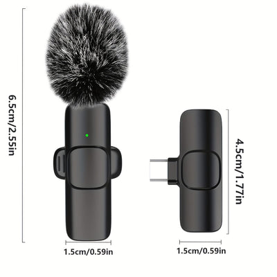 HOOSHU Micrófono inalámbrico de collar para iPhone y otros dispositivos Android, paquete de 2 unidades