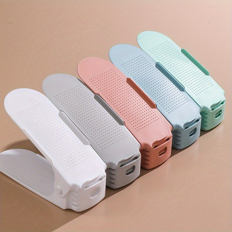 12 piezas de estantería de zapatos moderna y sencilla, estantería de almacenamiento ajustable de doble capa, diseño integrado, no requiere ensamblaje, uso versátil en habitaciones, material plástico duradero, organización de almacenamiento de zapatos.