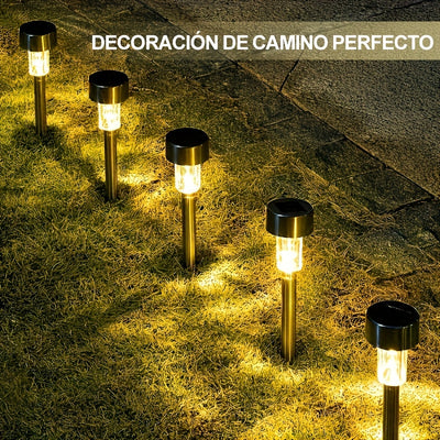 8/10/12 piezas de luces LED solares, luces decorativas exteriores de acero inoxidable con energía solar IP44, ideales para patios, céspedes, caminos, terrazas y jardines, decoración de senderos y fiestas festivas