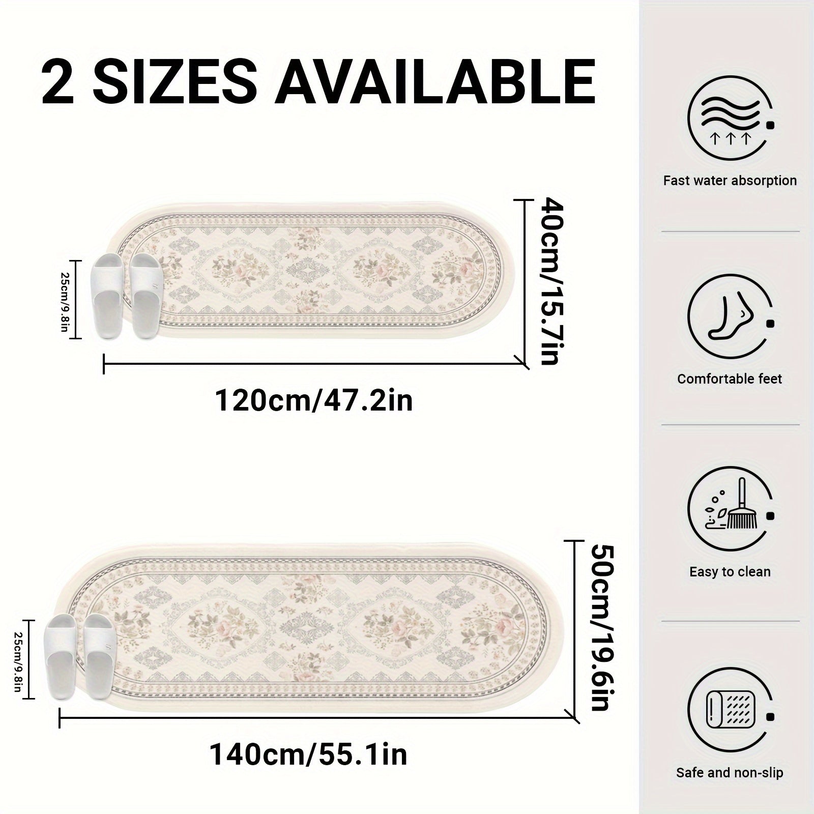 1pc Alfombra de cabecero ovalada con patrón floral - suave, antideslizante para dormitorios, alfombrilla decorativa para salas y sofás - decoración rústica del hogar, tapicería estética y suministros artísticos-Día de la Madre