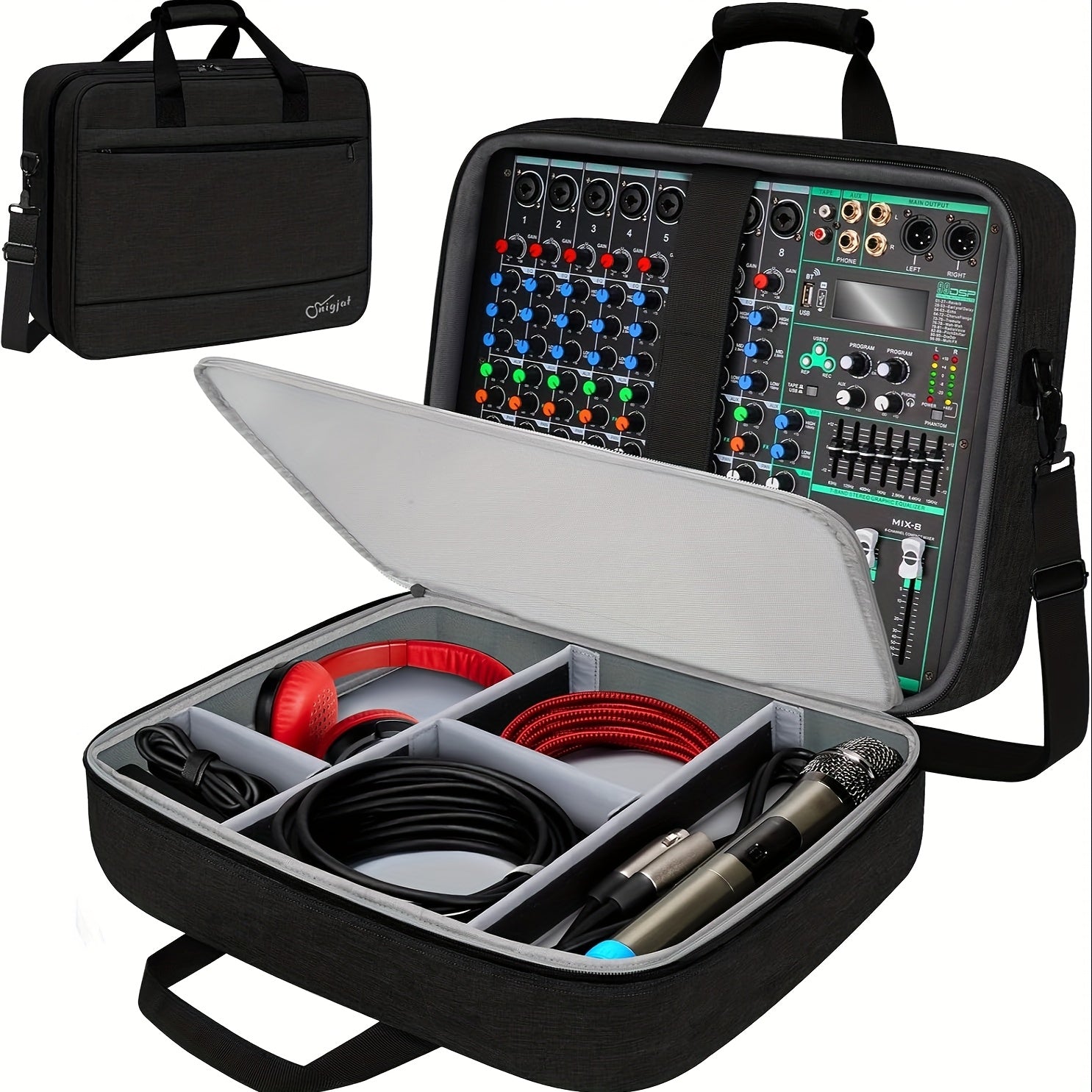 Bolsa para Mezclador DJ (Tamaño: 15.5" x 13" x 6"), Bolsa de Gran Capacidad con Relleno de 10mm, Ideal para Equipos de Grabación, Cables y Accesorios, Negra