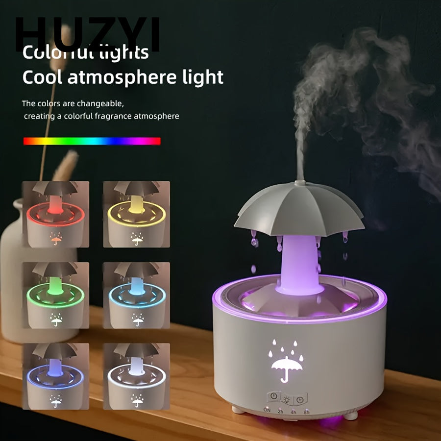 Humidificador rotativo HUZYI con temporizador y apagado automático – Humidificador de niebla silencioso para hogar u oficina, niebla fría, luces de 7 colores, enchufe americano