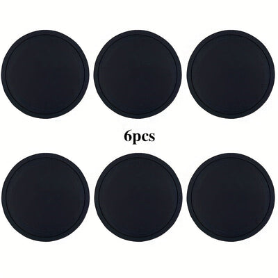 6 posavasos premium de silicón negro, antideslizantes y duraderos, fáciles de limpiar - Ideales para proteger superficies del calor, grasa y manchas de agua - Perfectos para bares en casa, restaurantes y uso doméstico (Soporte no incluido)