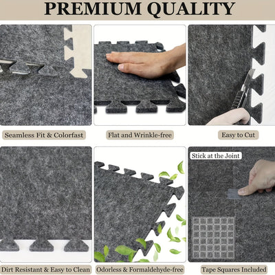 Conjunto de batería de alta calidad 2/4 de alta densidad Alfombra de espuma antirruido interbloqueable - Gruesa, Antideslizante y Absorbente de choques - Gris