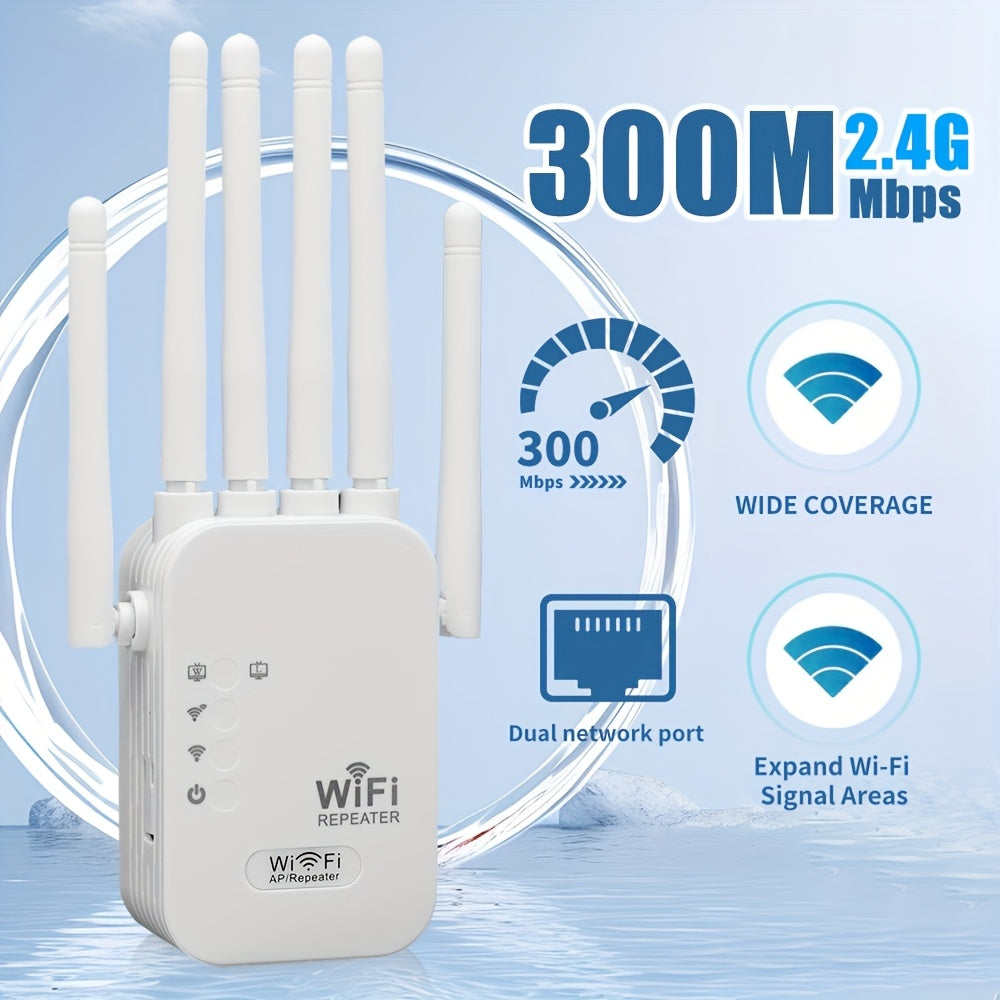 Amplificador de señal Wi-Fi MOMOTOR 2.4GHz, extensor de red WiFi con soporte para WIFI6, alcance de 300m, fácil instalación, enchufe para EE.UU. 110-130V, cobertura para toda la casa