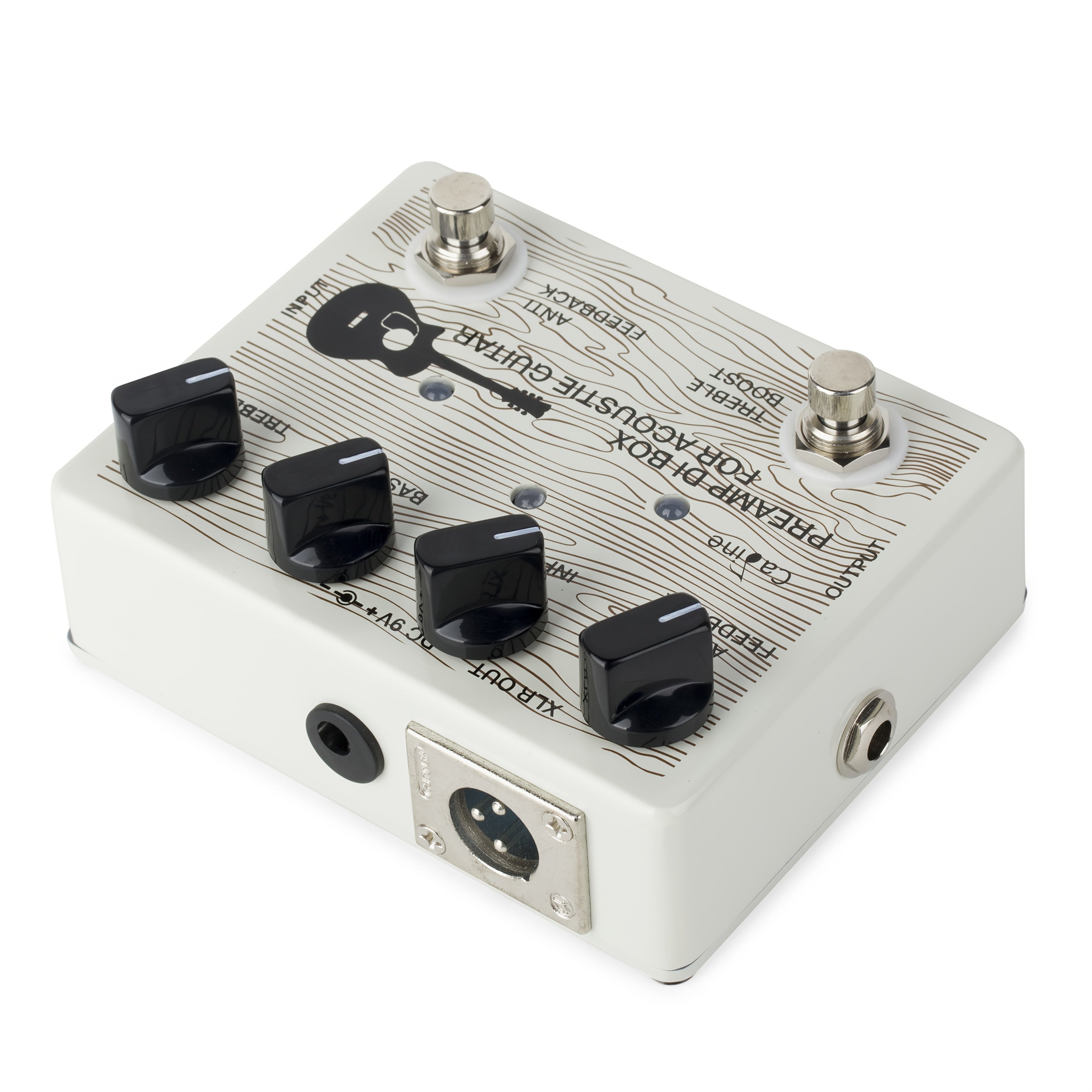 CALINE CP-67 Preamplificador y caja DI para guitarra acústica - Aleación de aluminio, 4 palancas, 6 efectos, para una mejor calidad de sonido, accesorio para guitarra