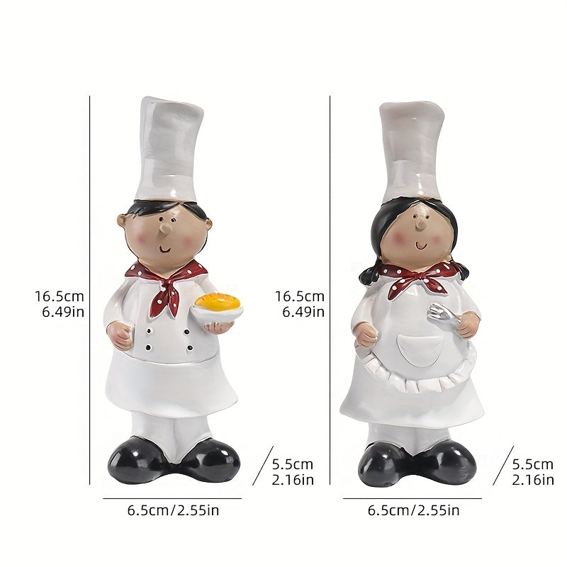 Adorno de pareja de chefs al estilo europeo, hecho de resina, adecuado para la decoración de mesas en cocinas de restaurante, panaderías y cafeterías