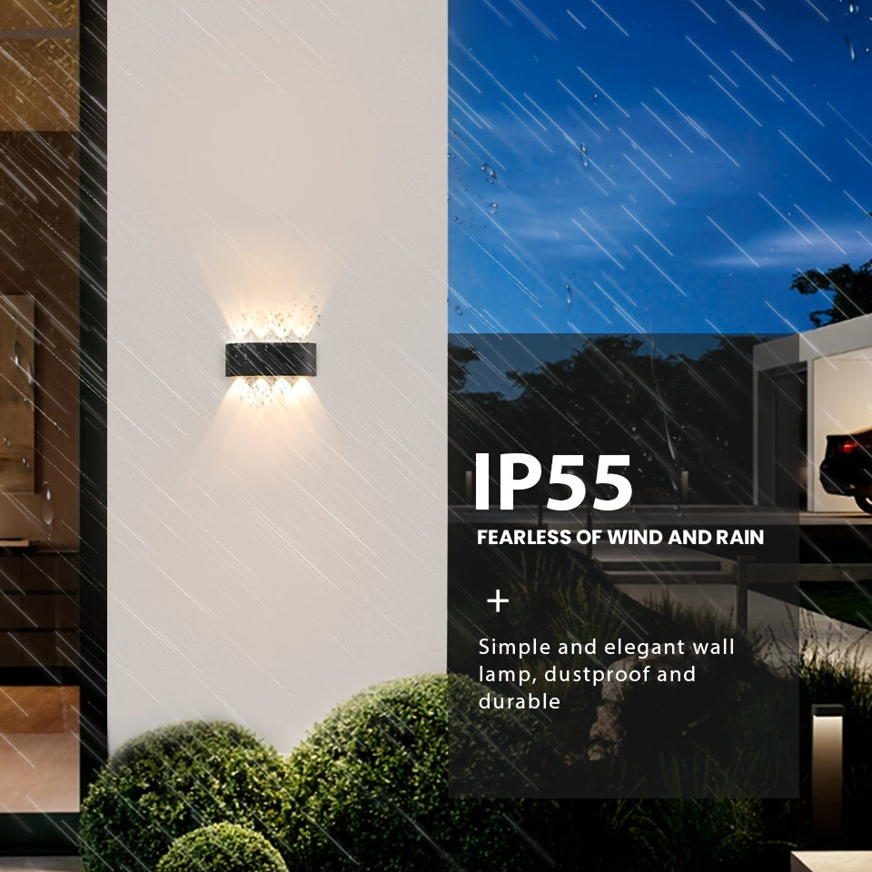 1 pieza de 85-265V 8W LED luz de pared con IP55 y resistente al viento, sombra de policarbonato, base de metal duradera - Diseño minimalista moderno para uso interior/exterior en sala de estar, dormitorio, oficina, luz de pared para sala de estar, ilumin