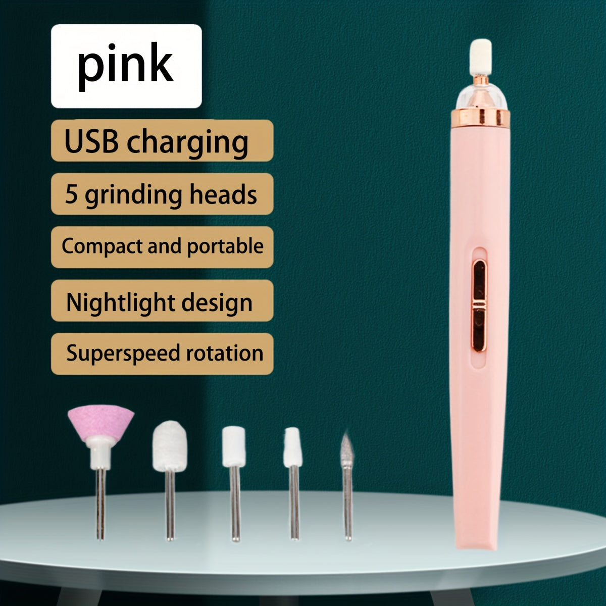 1 perforadora eléctrica recargable con 5 juegos de perforadoras, herramienta pequeña para eliminar uñas, juego de perforadoras profesionales, adecuado para uñas de gel y salones en casa, herramientas portátiles para manicura y pedicura.