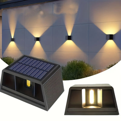 1pc Luces Solares LED de Pared, Rango de Iluminación Ajustable, Lámpara de Pared de Lavado Arriba y Abajo para Jardín al Aire Libre, Patio, Luz Ambiental, Paisaje de Villa Moderna, Camino, Pasillo