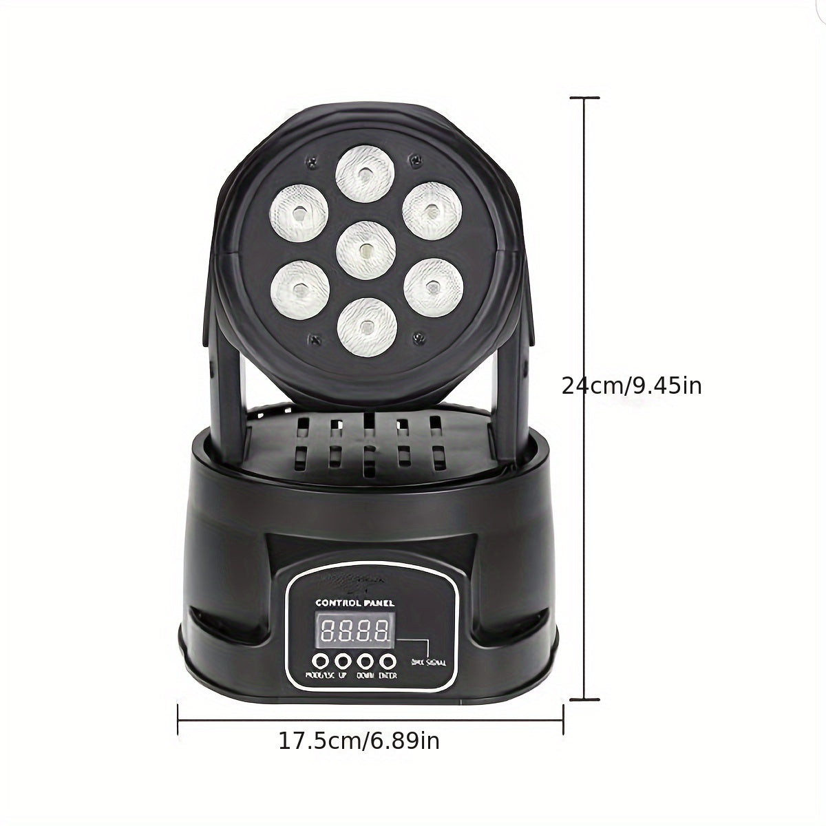 Mini Luz DJ RGBW 7x8W con Activación por Sonido, Control DMX - Ideal para Fiestas, Clubes, Conciertos, Bodas, Eventos de Discoteca - Negro, Efectos de Iluminación de Discoteca|Mejorador de Ambiente de Club|Función de Pantalla Digital, Accesorios de DJ