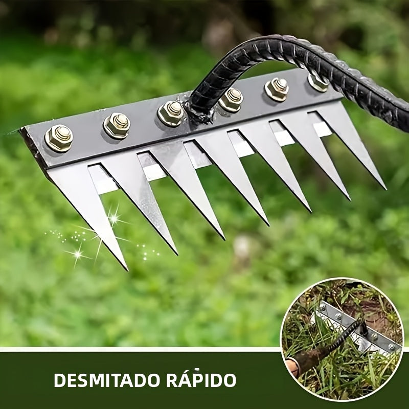 1/2 piezas, herramienta de desmalezamiento de jardín de acero al carbono de alta resistencia - 3 capas, desmalezador de metal multiusos, aerador de suelo, cortador de raíces y rompedor de madera roja, construcción duradera para jardinería y cuidado de cé