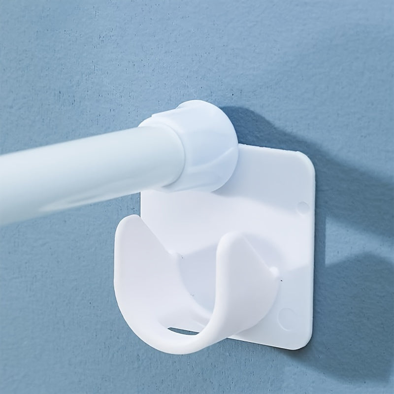 2 piezas de soportes telescópicos para cortinas sin taladro, color blanco, con adhesivo - Multifuncionales, fáciles de instalar, para decoración del hogar, soporte para varillas de cortinas