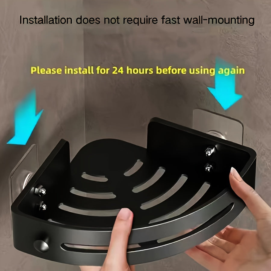 3pcs Caja de Ducha Triangular, Organizador de Baño Montado en la Pared sin Taladro, Estante de Almacenamiento de Plástico para Cosméticos y Suministros de Baño, Accesorios para el Hogar y la Cocina