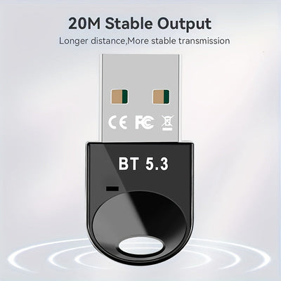 Adaptador de Red sin varillas USB 5.3 - Plug & Play para Windows 11/10/8.1, Compatible con 5.2/5.1/5.0/4.2/4.1/4.0, Controlado por Aplicación para PC, Auriculares, Teclado y Ratón Inalámbricos, Configuración para Oficina en Casa, Estilo Minimalista, Cons
