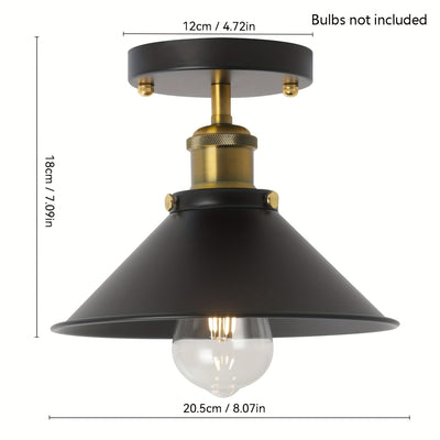 Luz de techo semi-inclinada industrial, pantalla de metal negro, excluyendo bombilla, equipo de iluminación para cocina de granja, pasillo de comedor y entrada (1 juego/2 juegos)