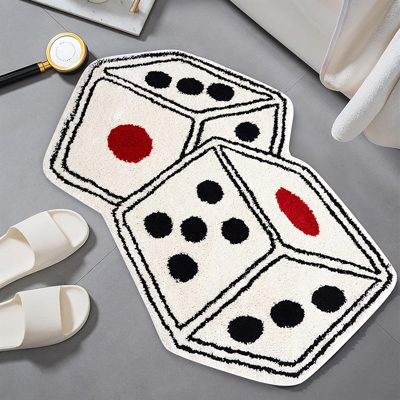 Alfombra de dados con forma - Sala de estar, dormitorio, baño y decoración del hogar. Alfombras de área de pila súper suave, alfombras decorativas de cabecera para dormitorio. Patrones de dados lavables a máquina, alfombras absorbentes y antideslizantes
