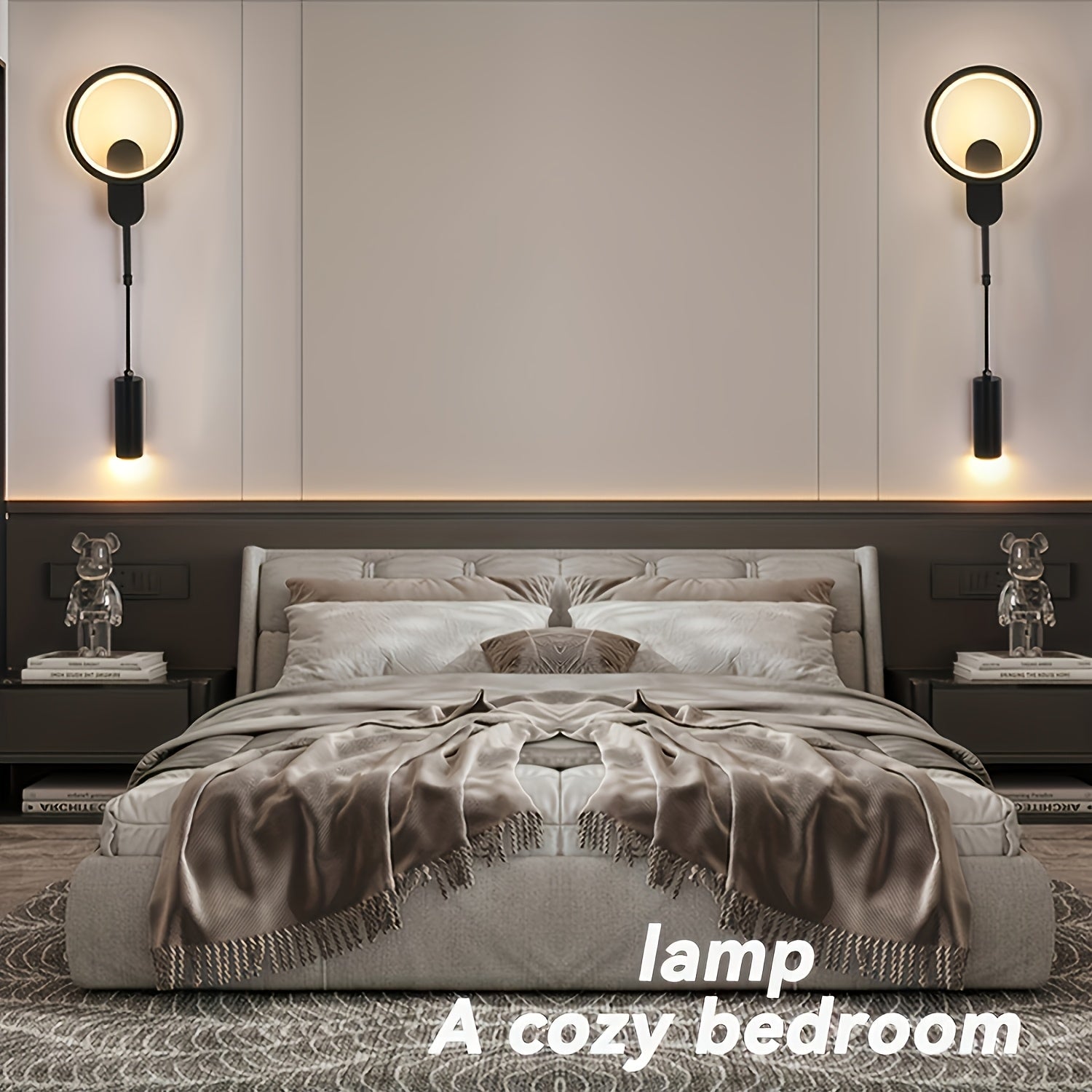Luminarias de pared modernas con luces LED redondas - Eficientes en energía, sin parpadeo, brillo amarillo cálido para sala de estar, dormitorio y decoración de pasillos, uso interior, cableado, 85V-265V, luminarias de pared para dormitorio | Luminarias